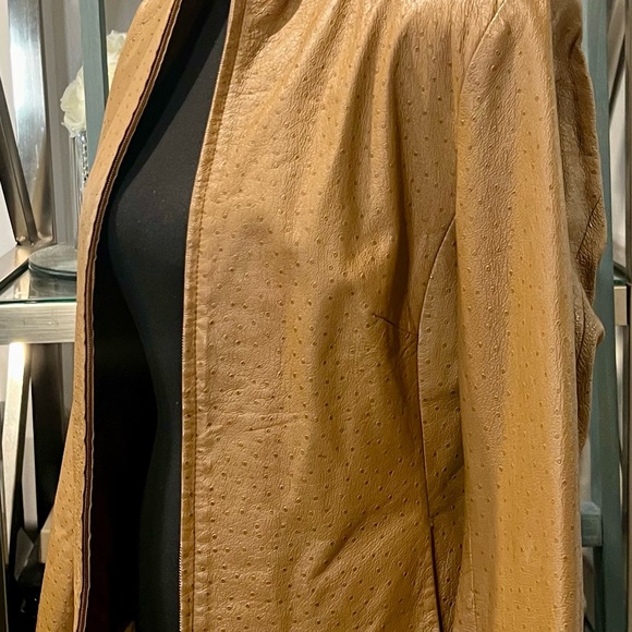 Stunning GENUINE LEATHER (ostrich) EXPRESS SIZE 9/10 VERSATILE JACKET - Picture 8 of 15